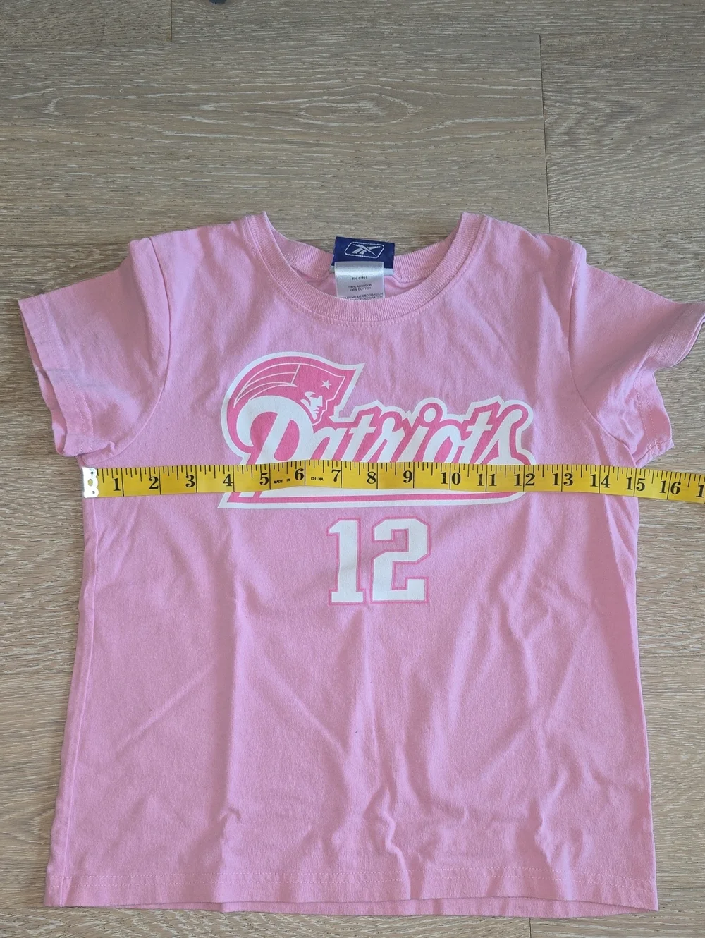 Girls Reebok 10/12 Pink Patriots Graphic Tee with Number 12-Tom Brady